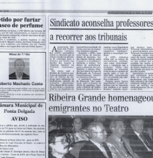 DIARIO DOS ACORES: Ribeira Grade Homenageou Emigrantes no Teatro 2003/07/19