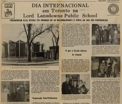 NOVO MUNDO: Dia Internacional em Toronto na Lord Lansdowne Public School  1971/03/30