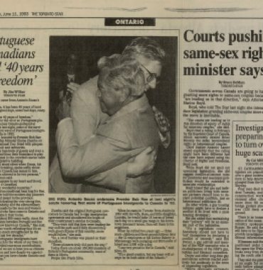 THE TORONTO STAR: Portuguese-Canadians hail 40 years of freedom 1993/06/11