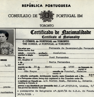 PORTUGAL: Certificate of Nationality—Fernanda da Ressurreição Fernandes Gomes (1966)