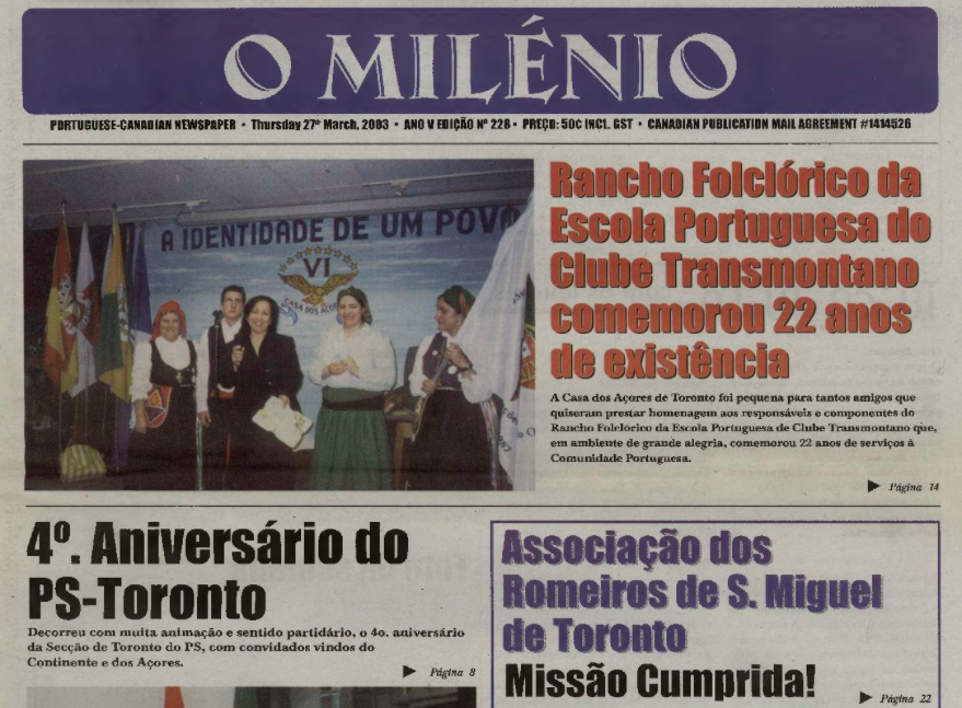 O MILENIO: 2003/03/27 Issue 228