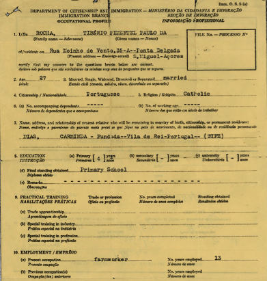 CANADA: Occupational Profile—Paulo Tiberio Pimentel da Rocha (1957)
