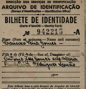 PORTUGAL: Bilhete de Identidade—Francisco Gomes