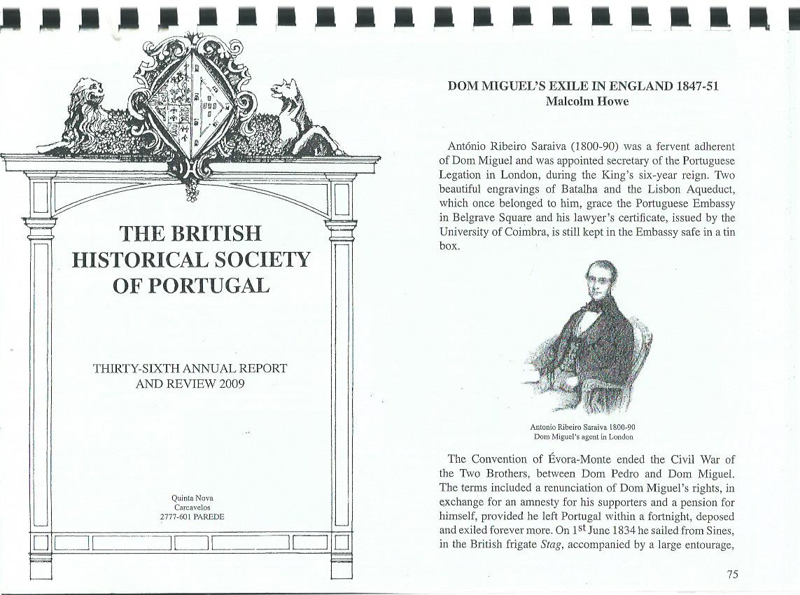 THE BRITISH HISTORICAL SOCIETY OF PORTUGAL: 36th Annual Report & Review 2009