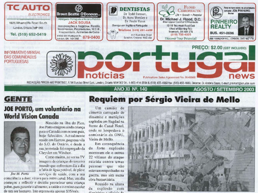 PORTUGAL NEWS: Aug–Sept 2003 Issue 140