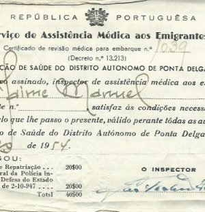 PORTUGAL: Serviços de Assistência Médica aos Emigrantes (Inspecção de Saúde, 1954)